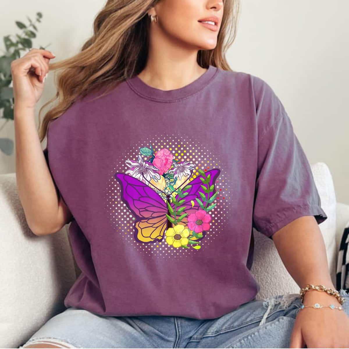 Floral Butterfly Nature Winged Insect Flower T-Shirt Floral Butterfly Nature Winged Insect Flower T-Shirt