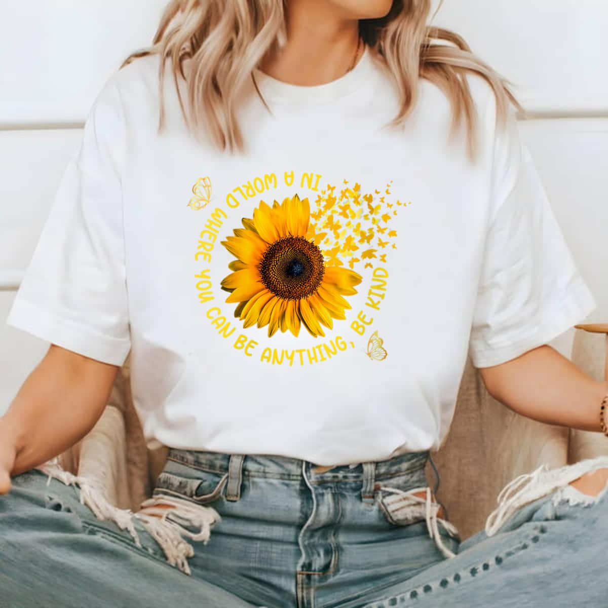 Be Kind Sunflower Butterflies T-Shirt Be Kind Sunflower Butterflies T-Shirt