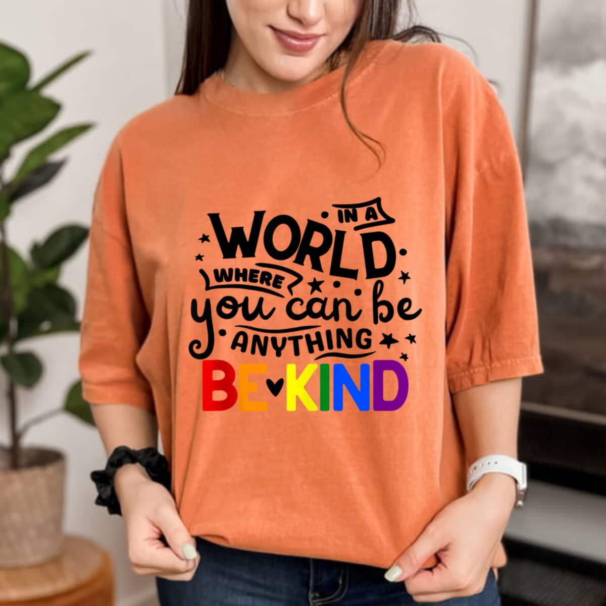 Star Colorful Be Kind Letters T-Shirt Star Colorful Be Kind Letters T-Shirt