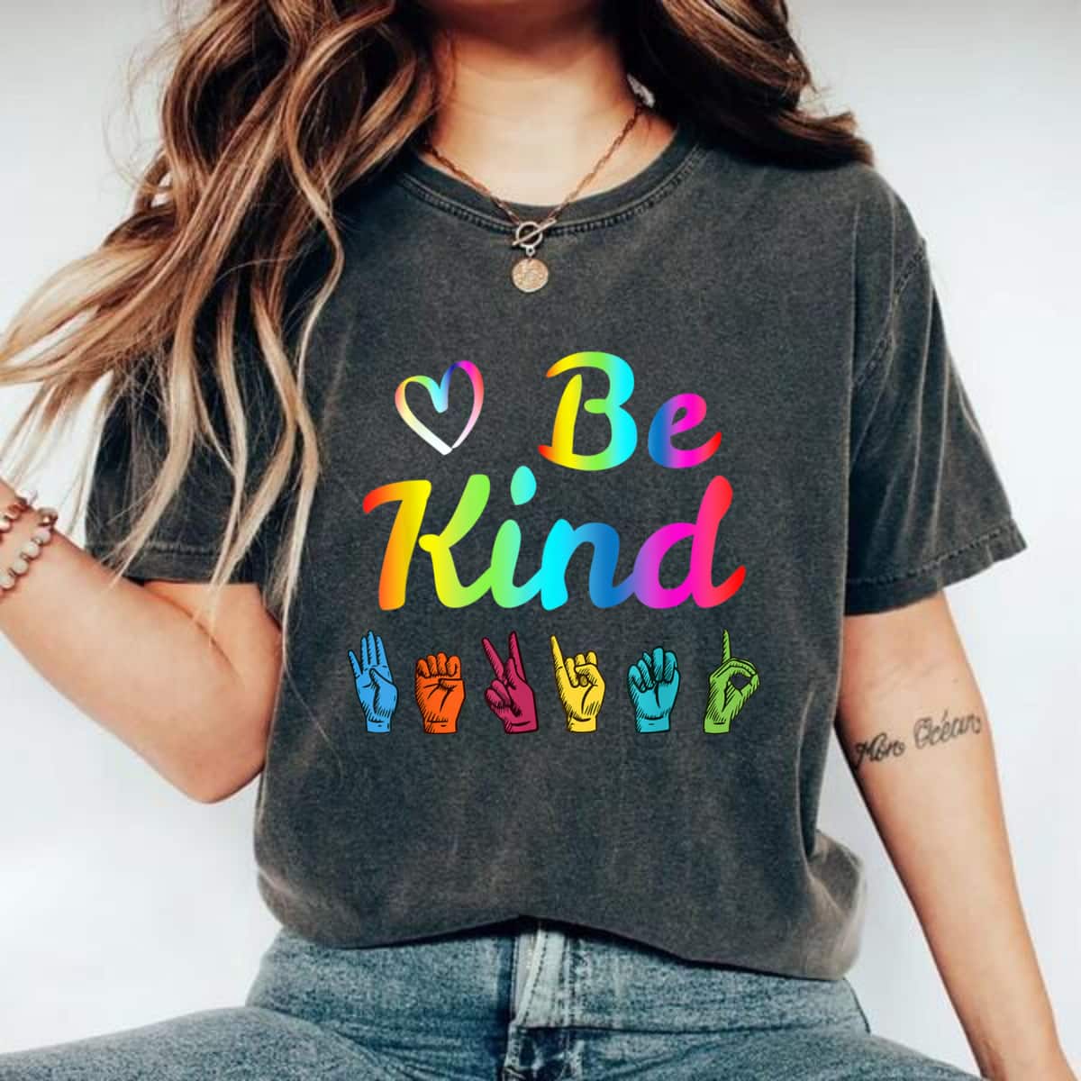 Colorful Heart Be Kind Hands T-Shirt Colorful Heart Be Kind Hands T-Shirt