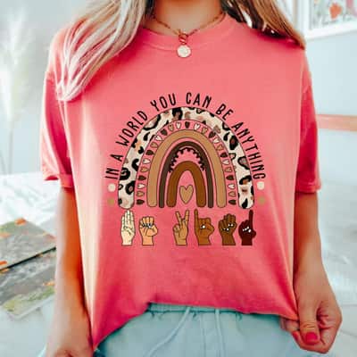Rainbow Leopard Be Kind Hands Hearts T-Shirt