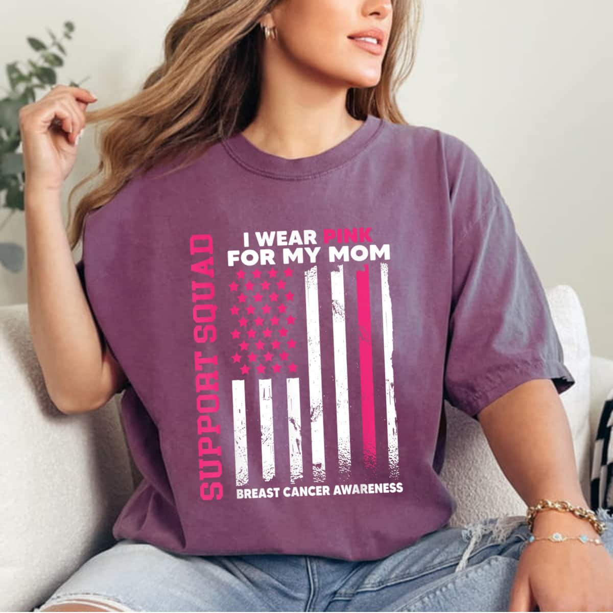 Empowered I Wear Pink For My Mom Pink Ribbon Breast Cancer Awareness T-Shirt Empowered I Wear Pink For My Mom Pink Ribbon Breast Cancer Awareness T-Shirt