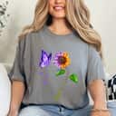 Purple Butterfly Sunflower Hodgkin's Lymphoma Awareness T-Shirt