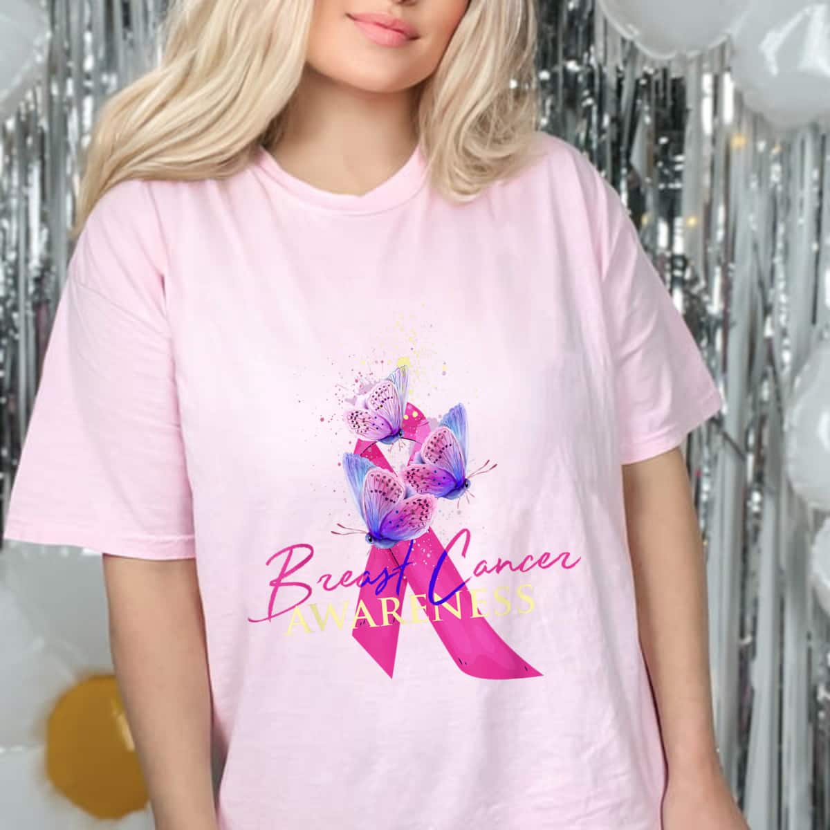 Ribbon Gift Butterfly Breast Cancer Awareness T-Shirt Ribbon Gift Butterfly Breast Cancer Awareness T-Shirt