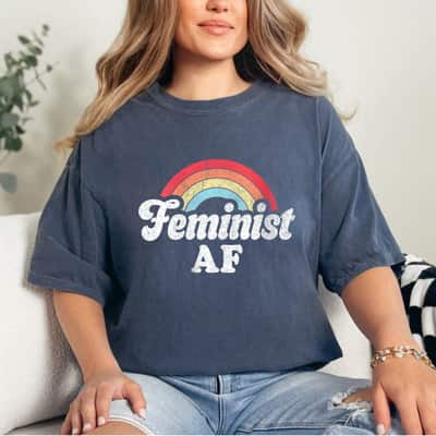Feminist AF Retro Vintage 60s 70s Style Rainbow T-Shirt