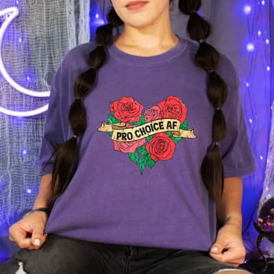 Pro Choice AF Tattoo Feminist AF Right Roses Heart T-Shirt