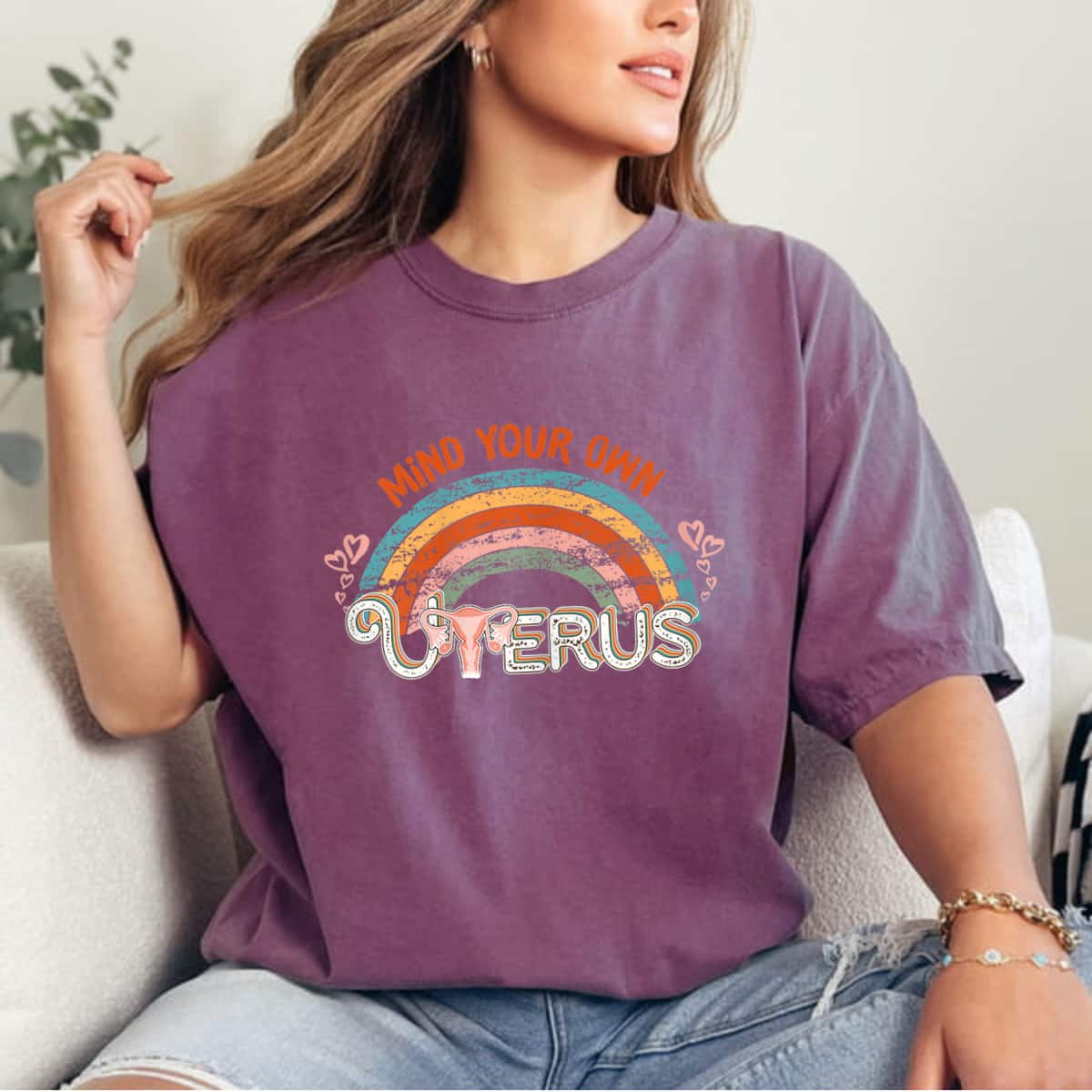 Rainbow Vintage My Body My Choice Mind Your Own Uterus T-Shirt Rainbow Vintage My Body My Choice Mind Your Own Uterus T-Shirt