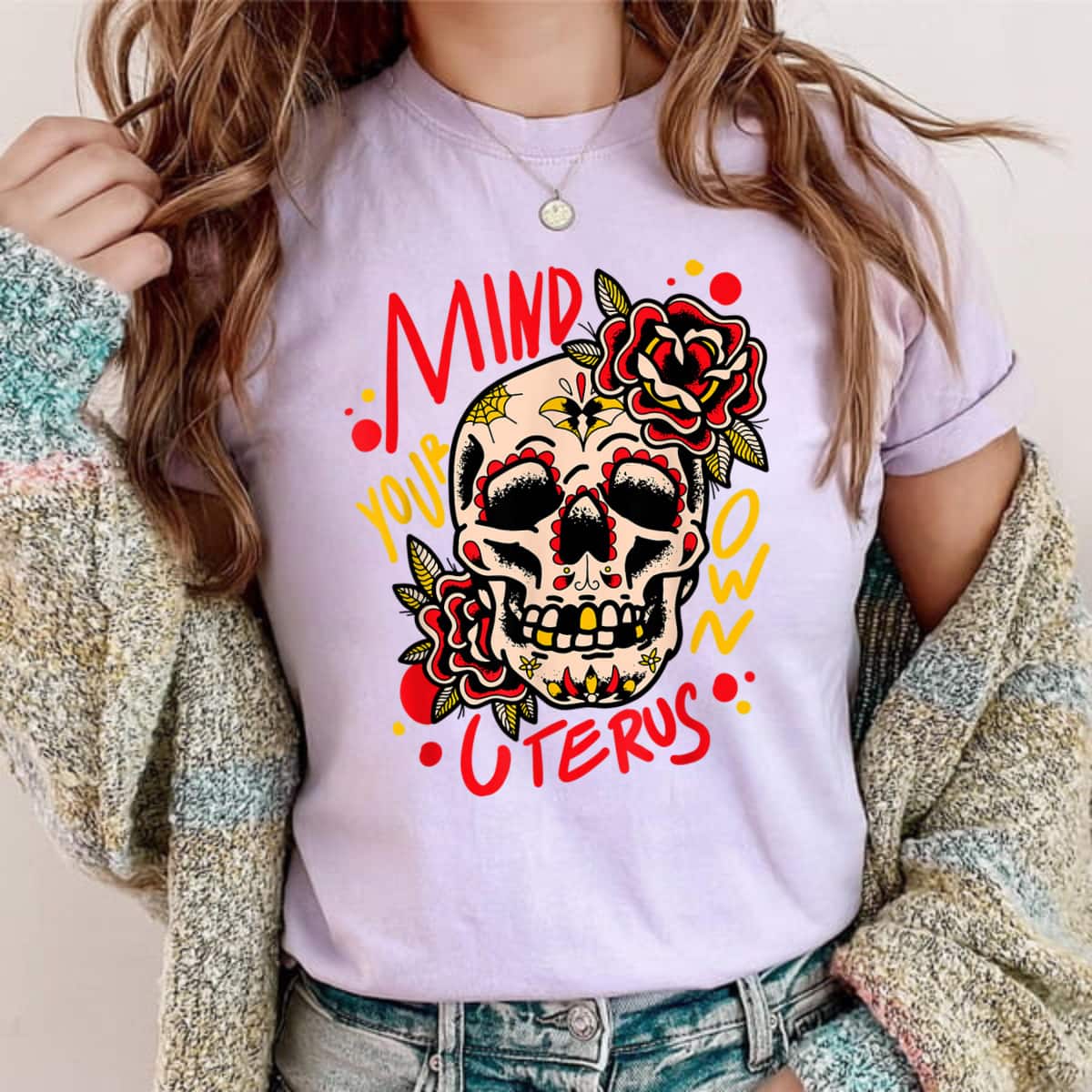Mind Your Own Uterus Roses Skull Feminist T-Shirt Mind Your Own Uterus Roses Skull Feminist T-Shirt