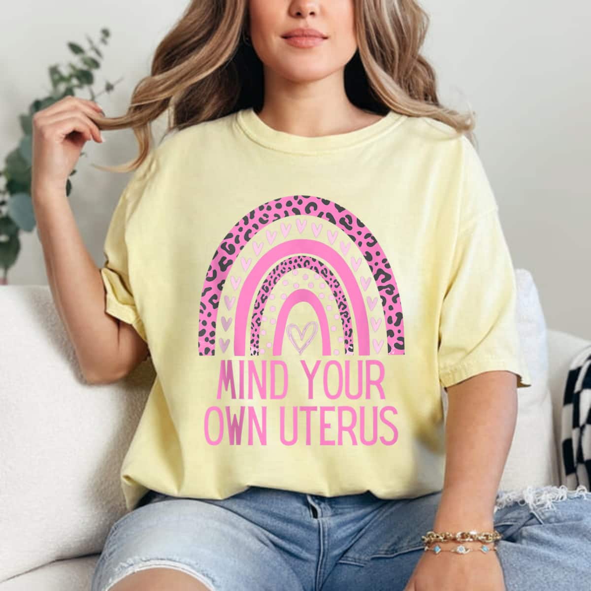 Leopard Rainbow Mind Your Own Uterus T-Shirt Leopard Rainbow Mind Your Own Uterus T-Shirt
