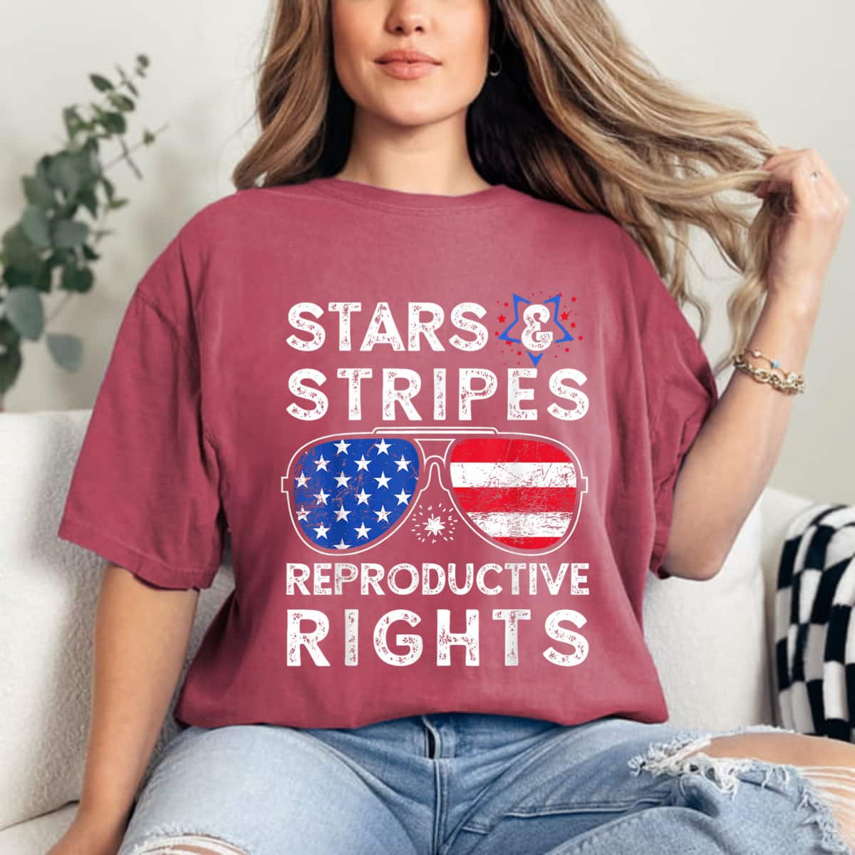 Sunglasses Stars Stripes Reproductive Rights Equal Rights T-Shirt Sunglasses Stars Stripes Reproductive Rights Equal Rights T-Shirt