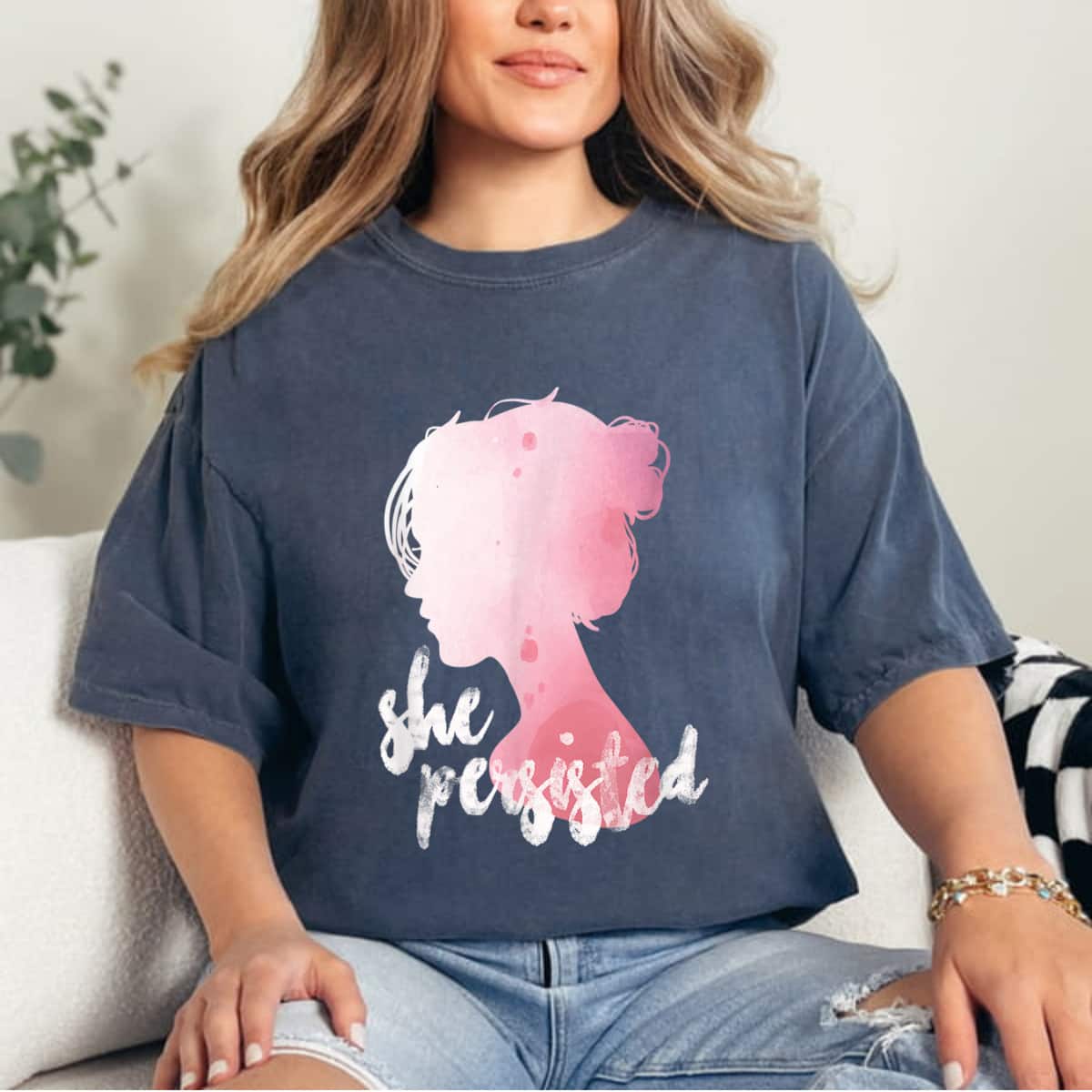 Nevertheless She Persisted Cute Girl Messy Bun T-Shirt Nevertheless She Persisted Cute Girl Messy Bun T-Shirt