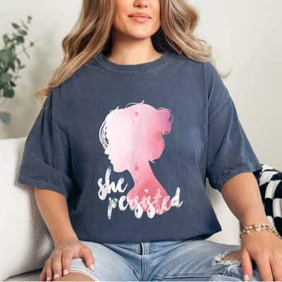 Nevertheless She Persisted Cute Girl Messy Bun T-Shirt