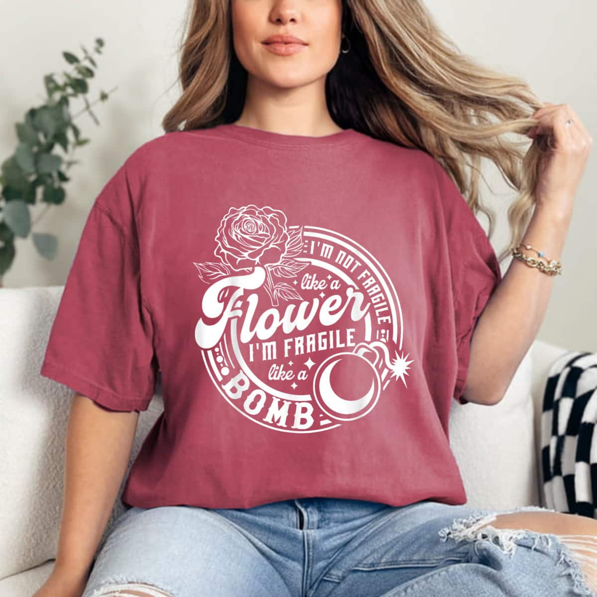 Roses Like A Flower I'm Fragile Like A Bomb T-Shirt Roses Like A Flower I'm Fragile Like A Bomb T-Shirt