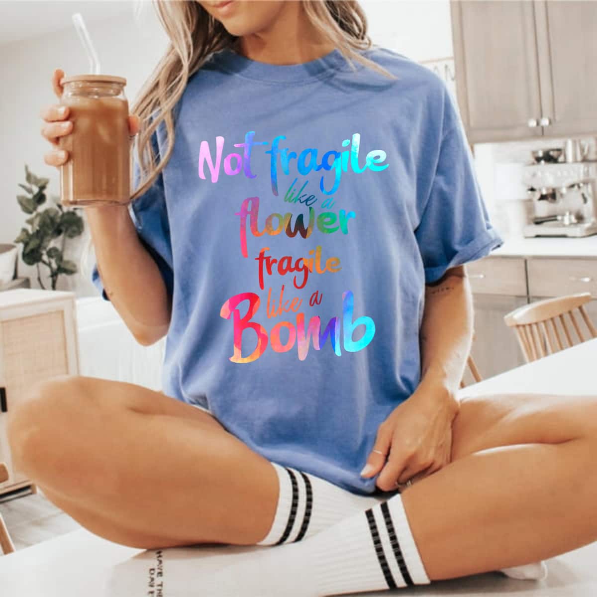 Trending Not Fragile Like A Flower Fragile Like A Bomb Watercolor T-Shirt Trending Not Fragile Like A Flower Fragile Like A Bomb Watercolor T-Shirt