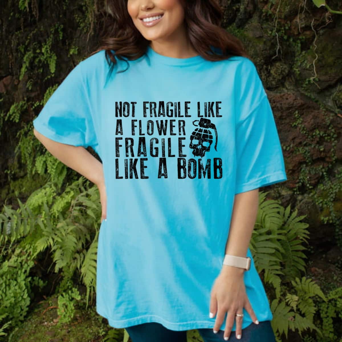 Not Fragile Like A Flower Fragile Like A Bomb Skull Grenade T-Shirt Not Fragile Like A Flower Fragile Like A Bomb Skull Grenade T-Shirt