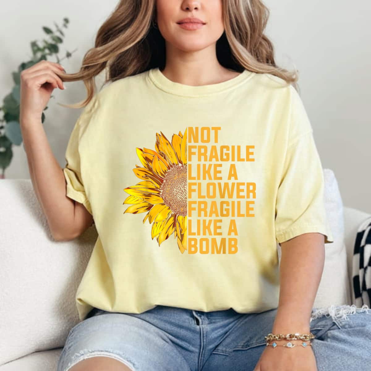 Beautiful Not Fragile Like A Flower But A Bomb Sunflower RBG T-Shirt Beautiful Not Fragile Like A Flower But A Bomb Sunflower RBG T-Shirt