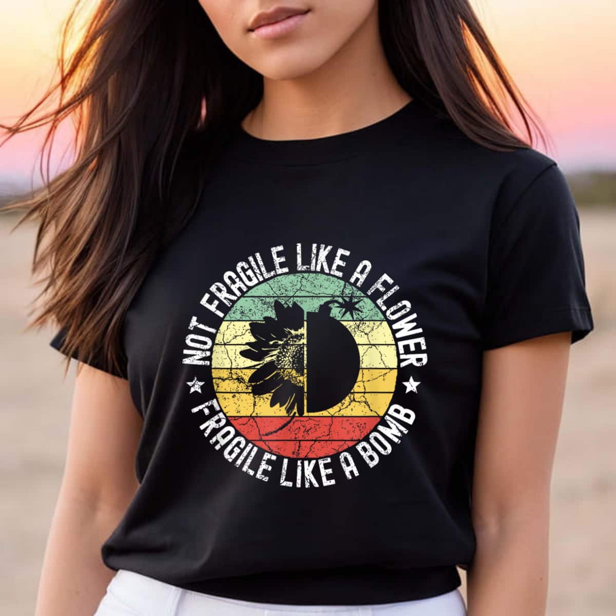 Not Fragile Like A Flower But A Bomb Retro RBG Feminist T-Shirt Not Fragile Like A Flower But A Bomb Retro RBG Feminist T-Shirt