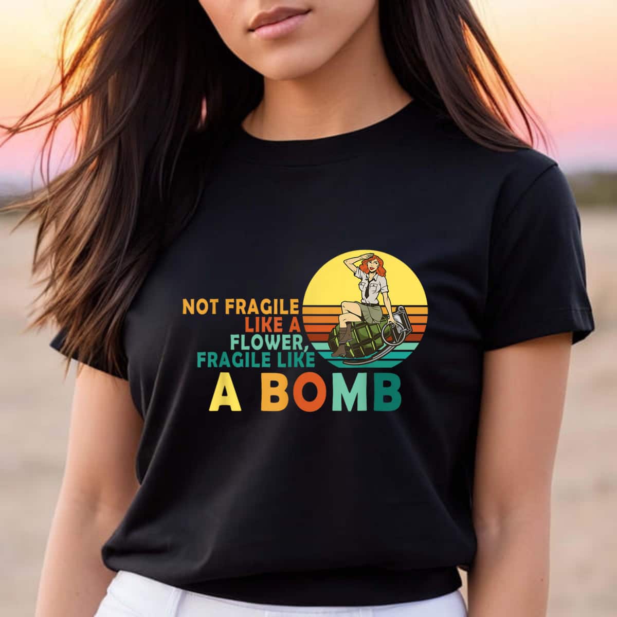 Not Fragile Like A Flower But A Bomb Feminist Fashion Girl T-Shirt Not Fragile Like A Flower But A Bomb Feminist Fashion Girl T-Shirt