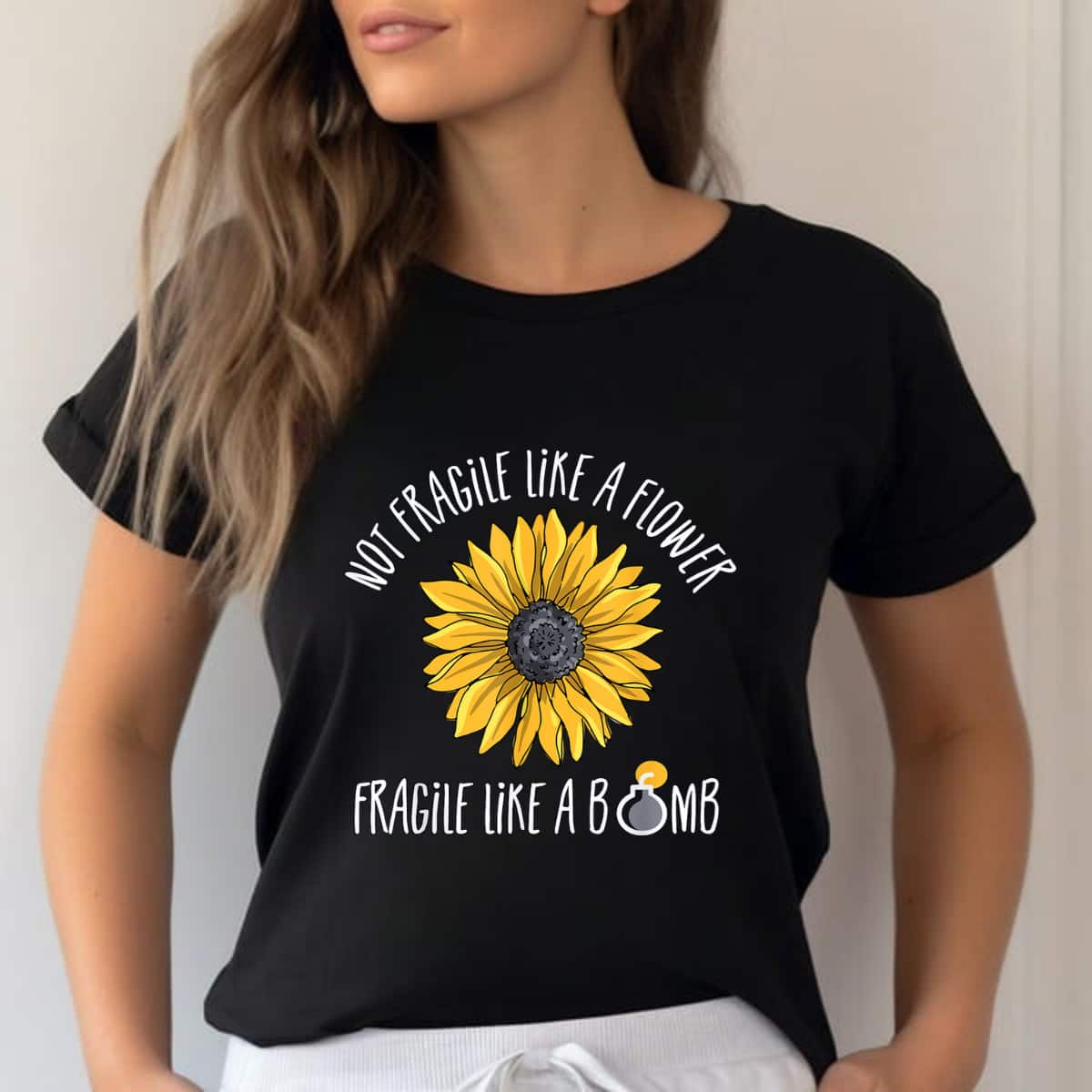Feminist Not Fragile Like A Flower But A Bomb Floral T-Shirt Feminist Not Fragile Like A Flower But A Bomb Floral T-Shirt