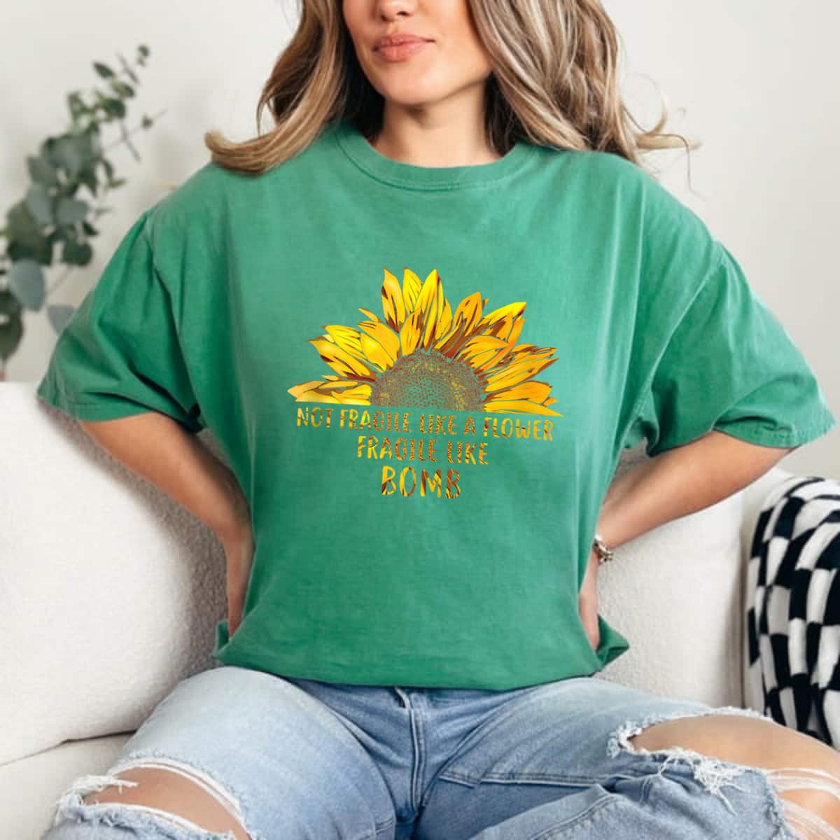 Retro Sunflower Not Fragile Like A Flower But A Bomb T-Shirt Retro Sunflower Not Fragile Like A Flower But A Bomb T-Shirt
