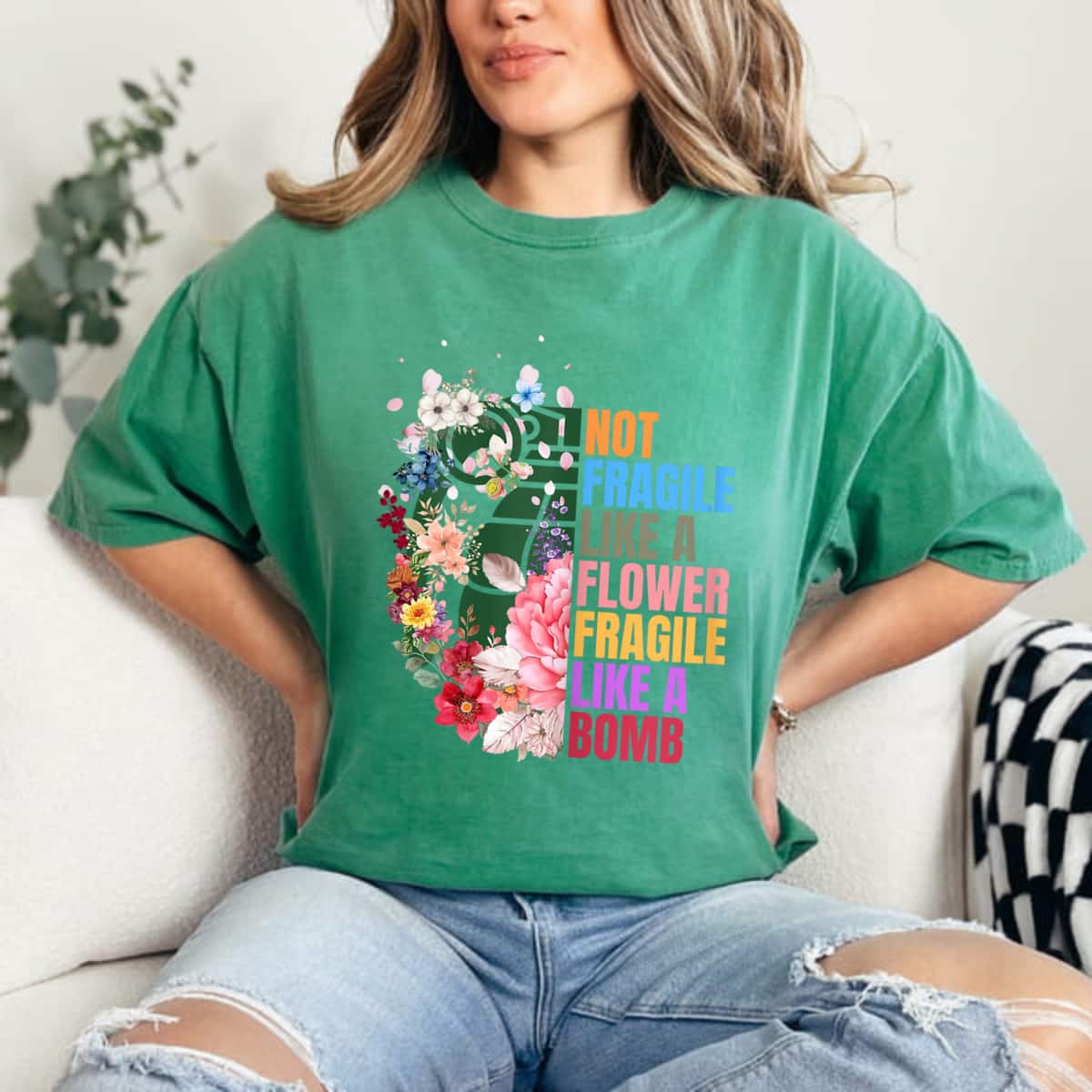 Funny Not Fragile Like A Flower Fragile Like A Bomb Inspirational Graphics T-Shirt Funny Not Fragile Like A Flower Fragile Like A Bomb Inspirational Graphics T-Shirt