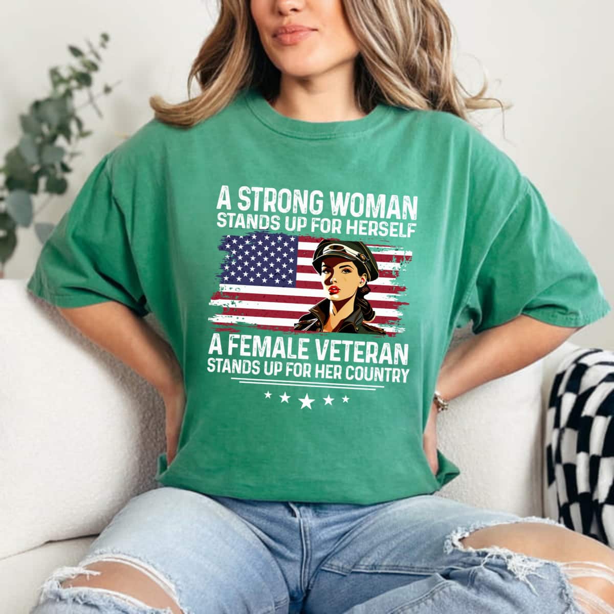 A Strong Woman Stands Up For Herself Supported Gift T-Shirt A Strong Woman Stands Up For Herself Supported Gift T-Shirt
