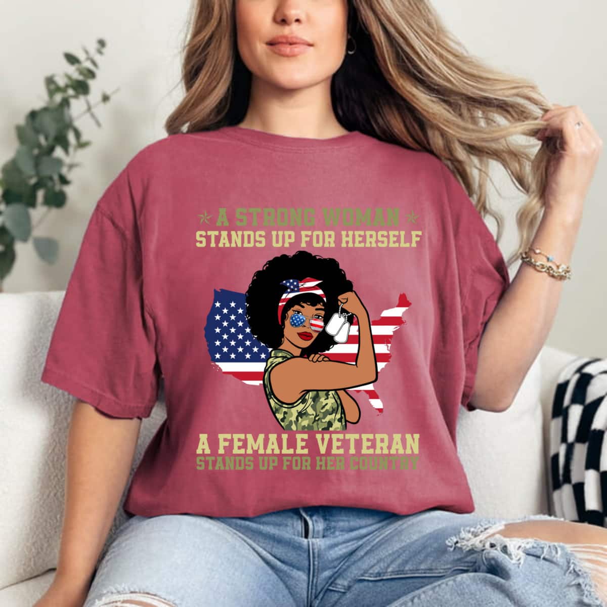 A Strong Woman Stands Up For Herself Vintage T-Shirt A Strong Woman Stands Up For Herself Vintage T-Shirt