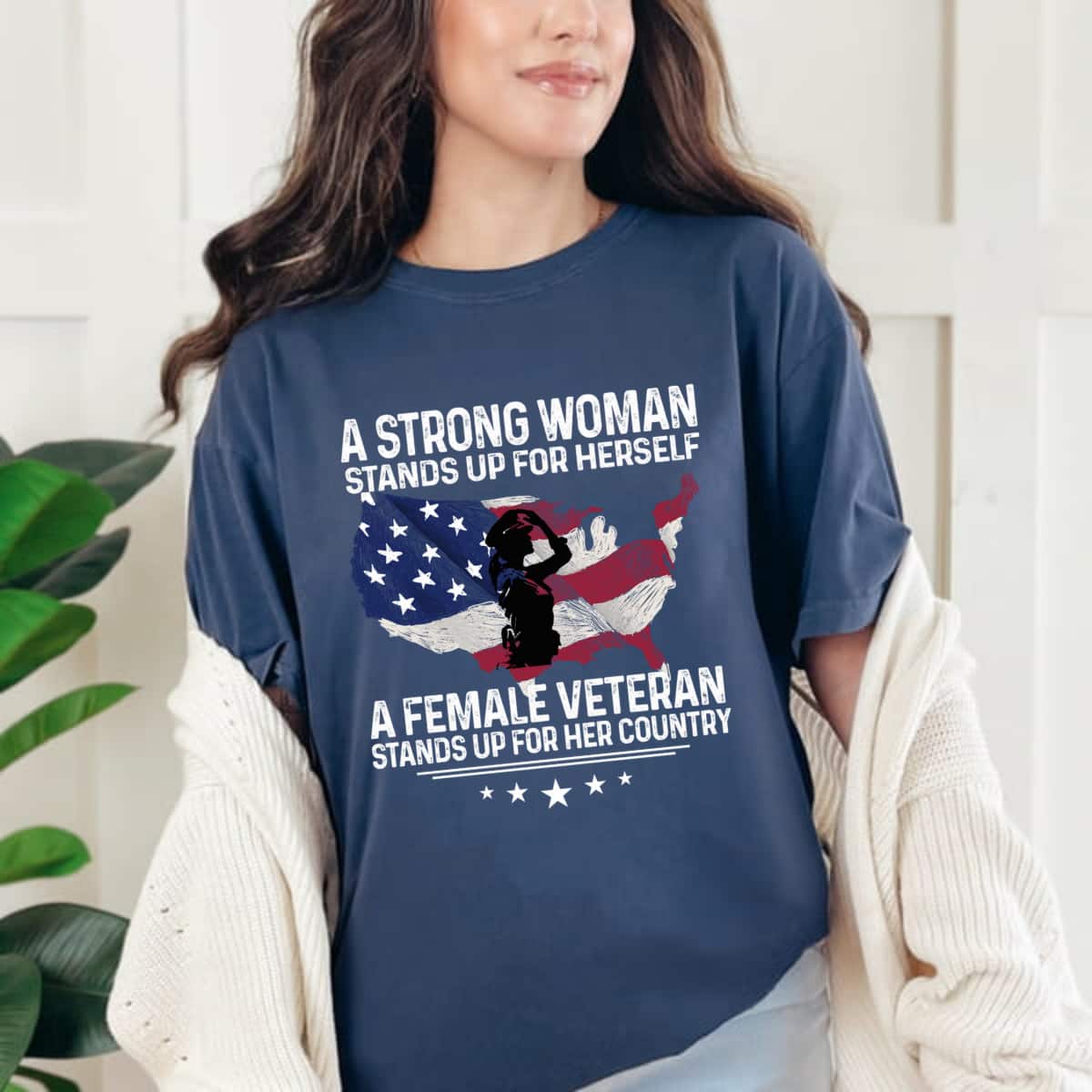 Vintage A Strong Woman Stands Up For Herself Flag T-Shirt Vintage A Strong Woman Stands Up For Herself Flag T-Shirt