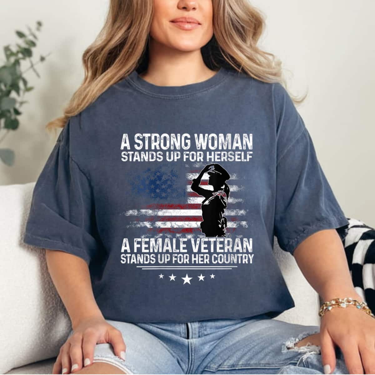 A Strong Woman Stands Up For Herself Trendy Quotes T-Shirt A Strong Woman Stands Up For Herself Trendy Quotes T-Shirt