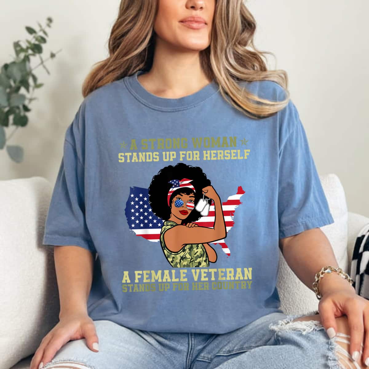 A Strong Woman Stands Up For Herself Empowered T-Shirt A Strong Woman Stands Up For Herself Empowered T-Shirt
