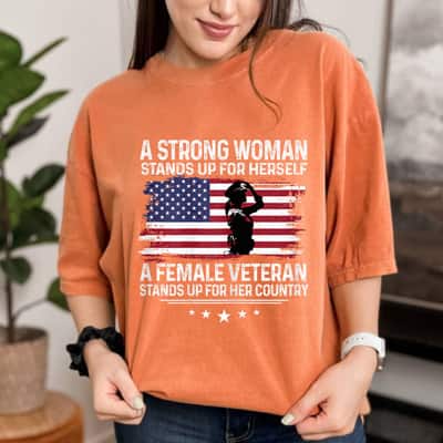 Cool A Strong Woman Stands Up For Herself USA Flag T-Shirt