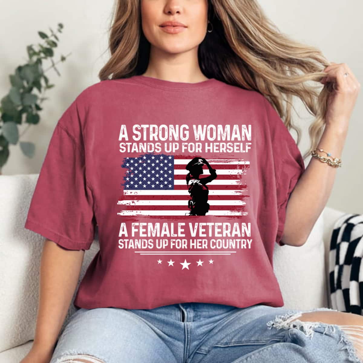 Trending A Strong Woman Stands Up For Herself USA Flag T-Shirt Trending A Strong Woman Stands Up For Herself USA Flag T-Shirt