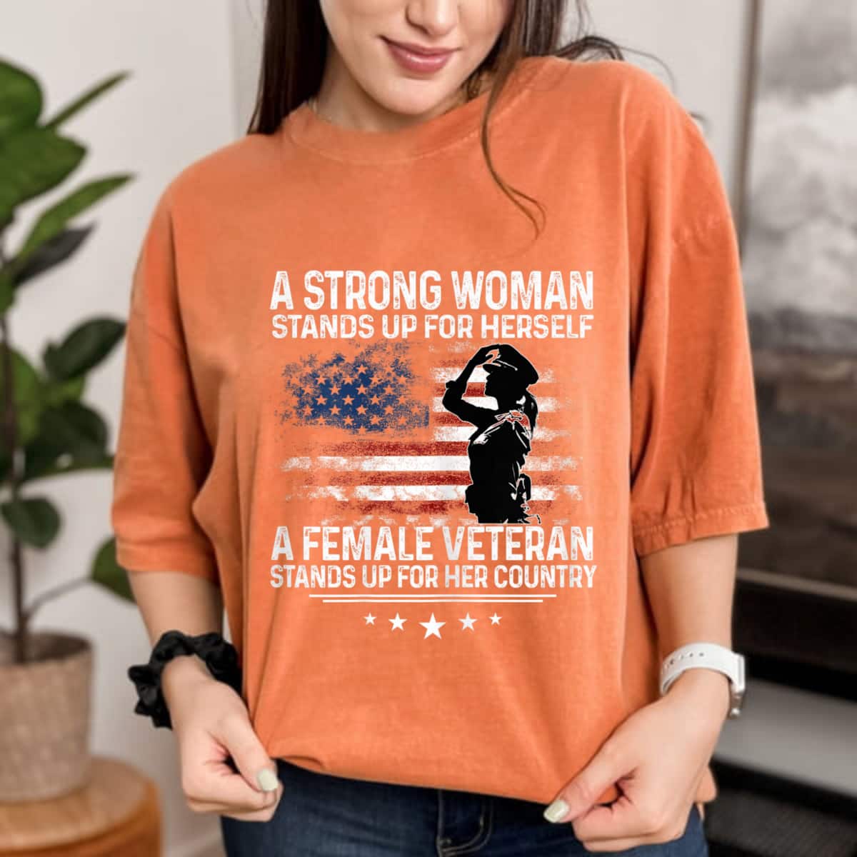 A Strong Woman Stands Up For Herself Powered Feminist T-Shirt A Strong Woman Stands Up For Herself Powered Feminist T-Shirt
