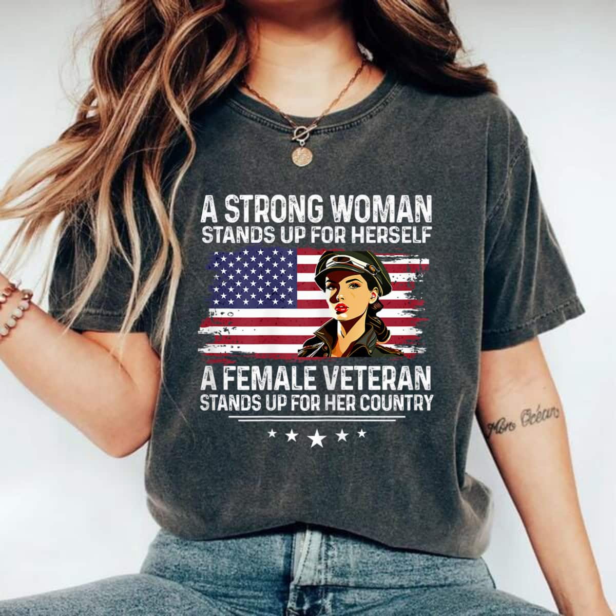 A Strong Woman Stands Up For Herself Cool Stars T-Shirt A Strong Woman Stands Up For Herself Cool Stars T-Shirt