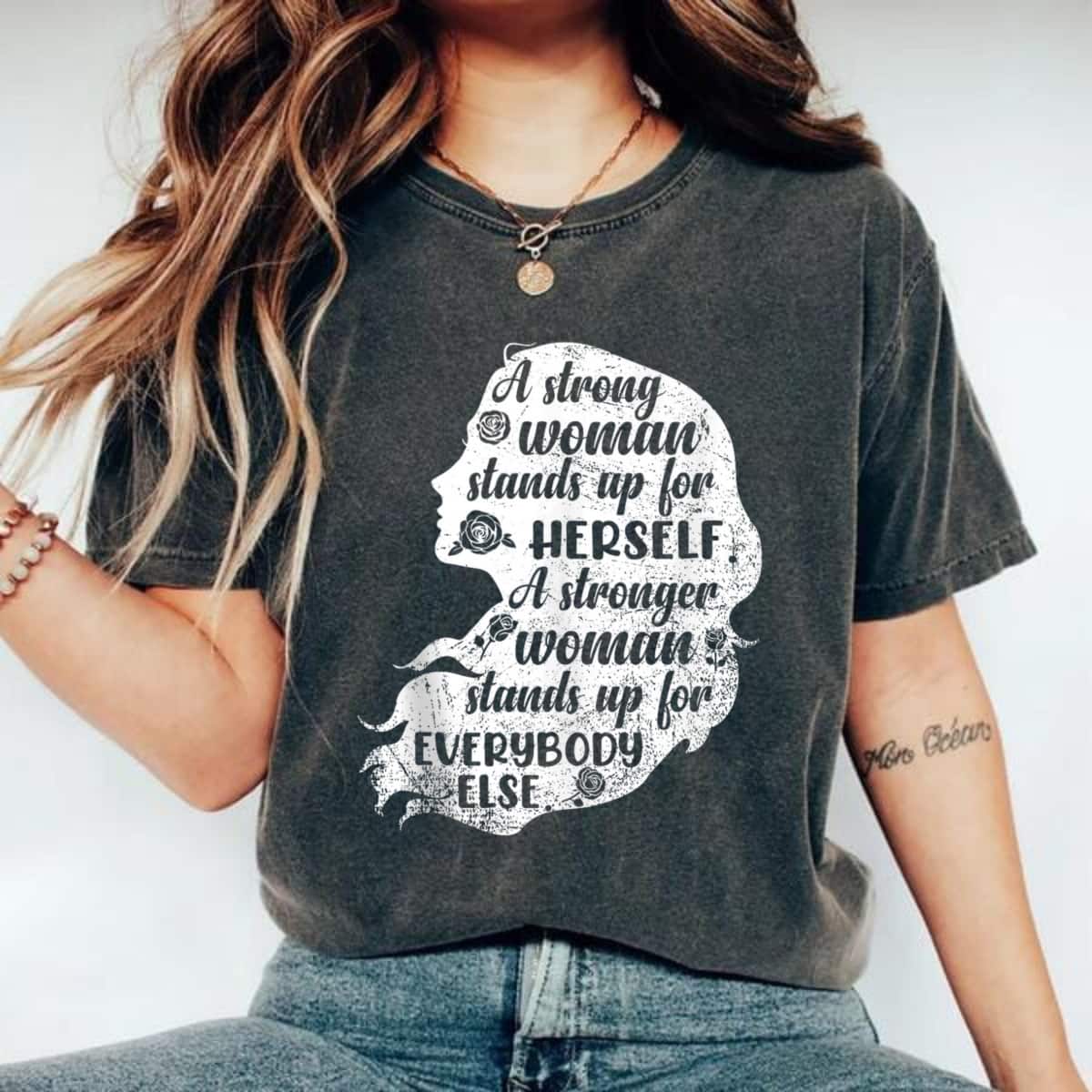 Funny A Strong Woman Stands Up For HerselfFor Others Month T-Shirt Funny A Strong Woman Stands Up For HerselfFor Others Month T-Shirt