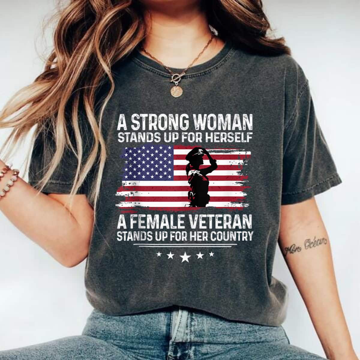 A Strong Woman Stands Up For Herself Funny Gift T-Shirt A Strong Woman Stands Up For Herself Funny Gift T-Shirt