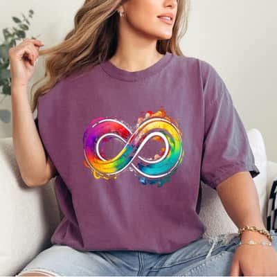 Infinity Autism Awareness Rainbow Colorful T-Shirt
