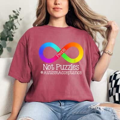 Not Puzzles Autism Awareness Rainbow Infinity Symbol T-Shirt
