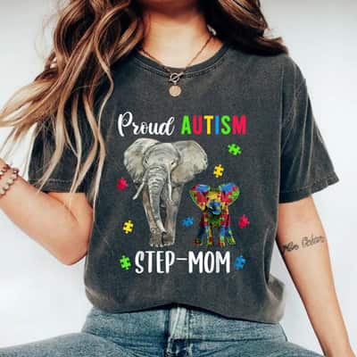 Proud Autism Step-mom Autism Awareness T-Shirt