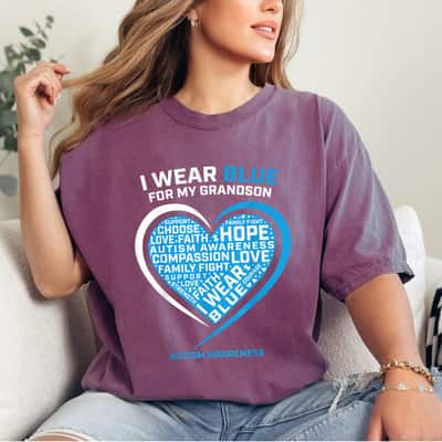 I Wear Blue For My Grandson Love Autism Awareness T-Shirt