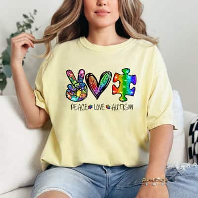 Trending Peace Love Autism T-Shirt