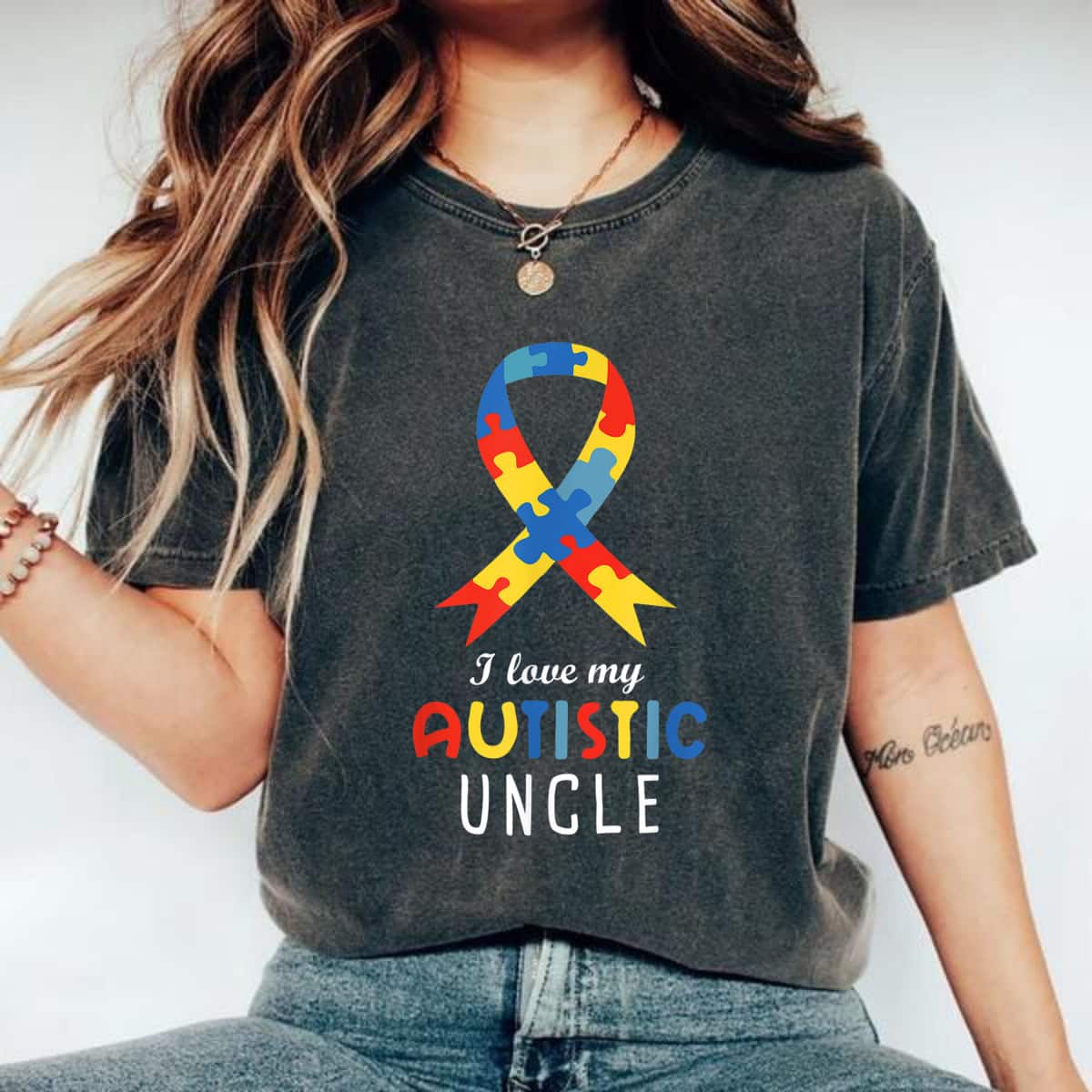 I Love Heart My Autistic Uncle Autism Awareness T-Shirt I Love Heart My Autistic Uncle Autism Awareness T-Shirt