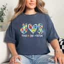 Peace Love Autism Autism Awareness Puzzle T-Shirt