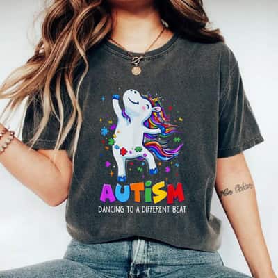 Autism Awareness Dabbing Unicorn Dancing To A Different Beat T-Shirt