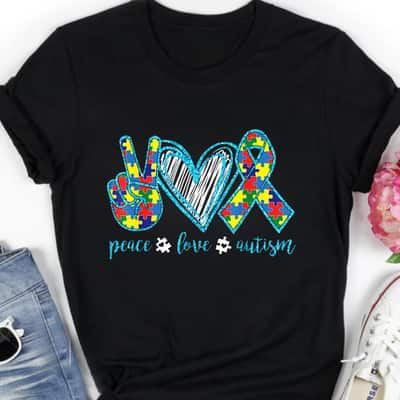 Piece Peace Love Autism Awareness T-Shirt