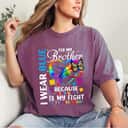 I Wear Blue For My Brother Butterfly Autism Awareness T-Shirt