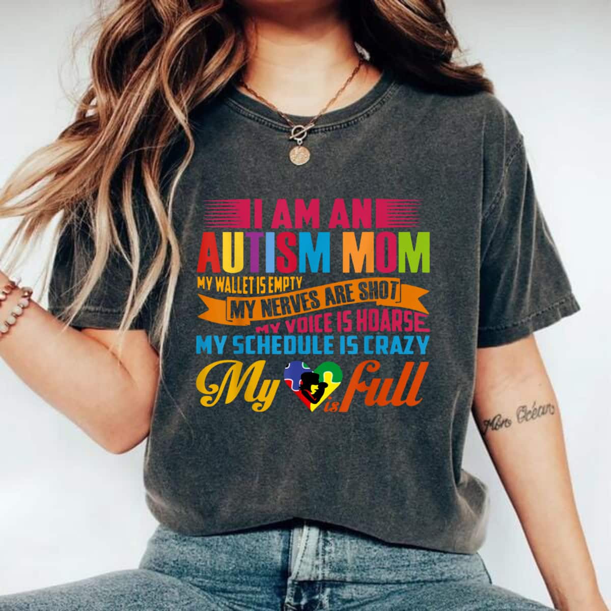 I Am An Mom Autism Awareness My Wallet Is Empty T-Shirt I Am An Mom Autism Awareness My Wallet Is Empty T-Shirt