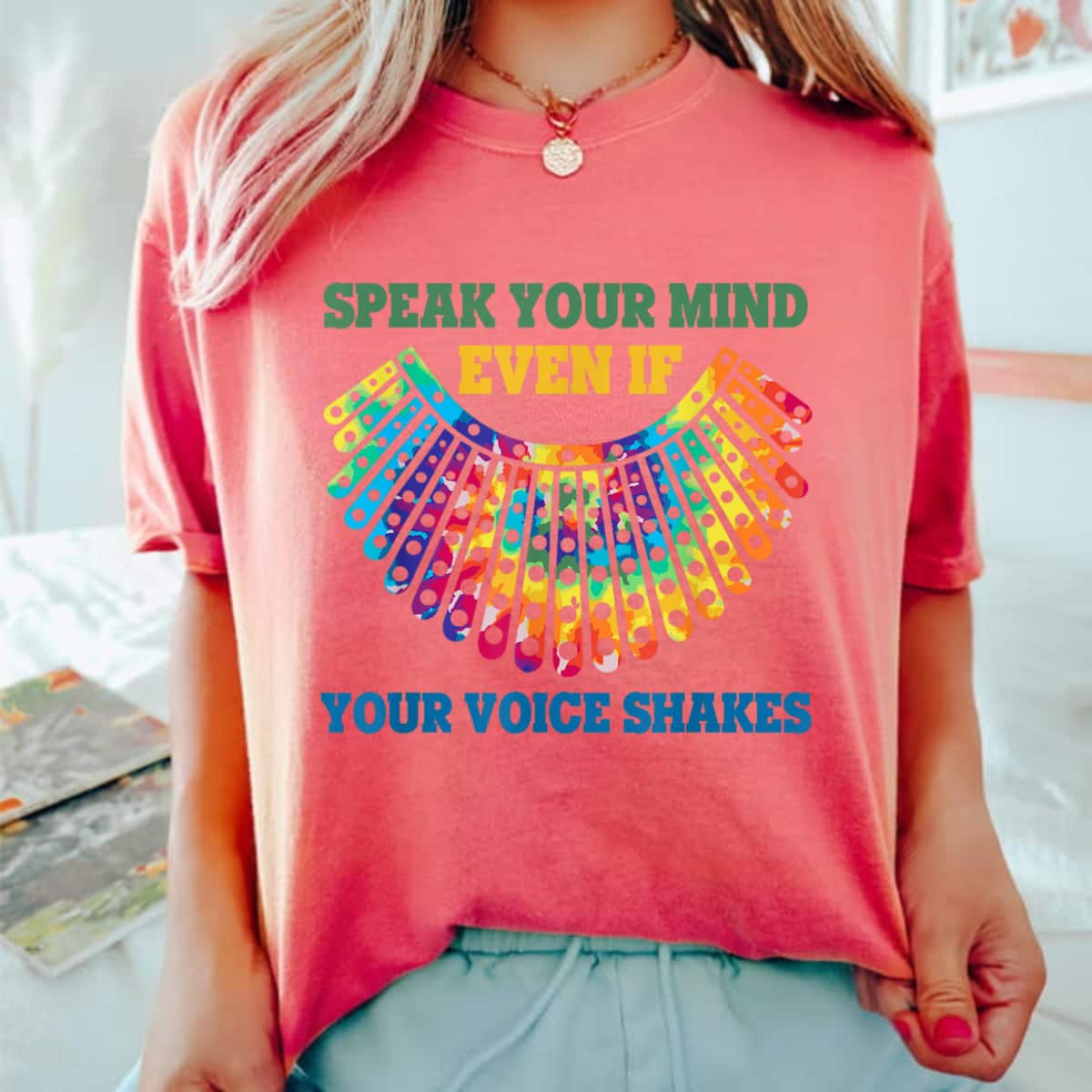 Colorful Speak Your Mind Even If Your Voice Shakes RBG Rights T-Shirt Colorful Speak Your Mind Even If Your Voice Shakes RBG Rights T-Shirt