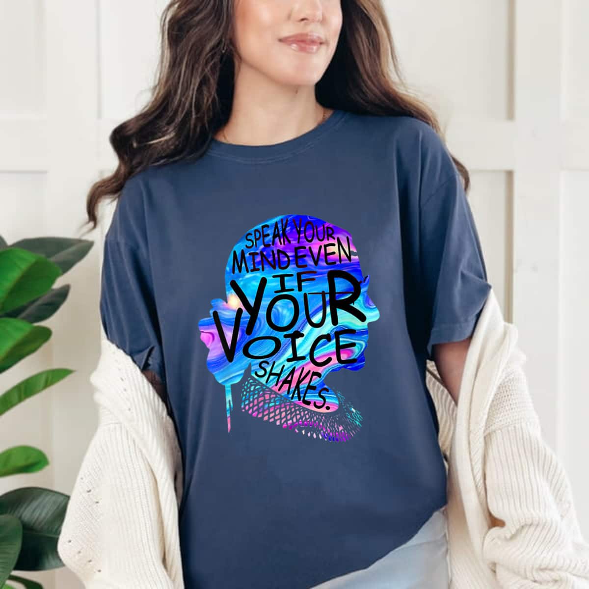 Art Feminist RBG Speak Your Mind Even If Your Voice Shakes Quote T-Shirt Art Feminist RBG Speak Your Mind Even If Your Voice Shakes Quote T-Shirt
