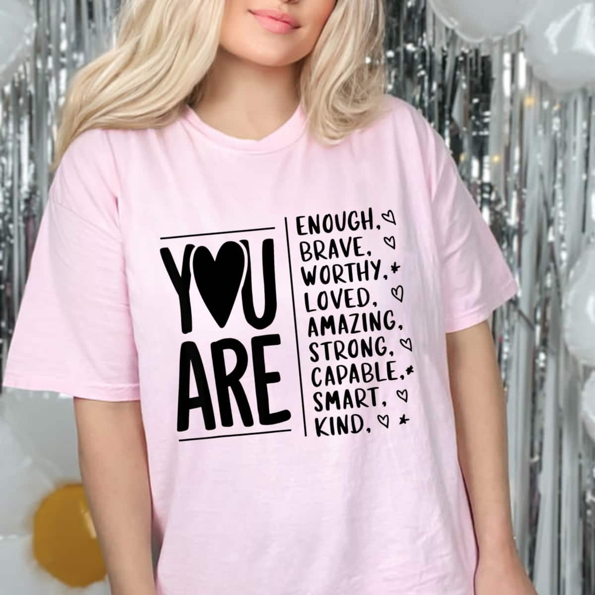 Vintage You Are Enough Brave Worthy Loved Amazing Strong Kind T-Shirt Vintage You Are Enough Brave Worthy Loved Amazing Strong Kind T-Shirt